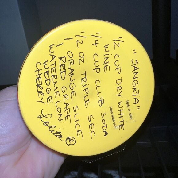 Lolita Love My Wine Sangria Wine Glass Hand Painted 15oz Recipe On Bottom New - Picture 4 of 10